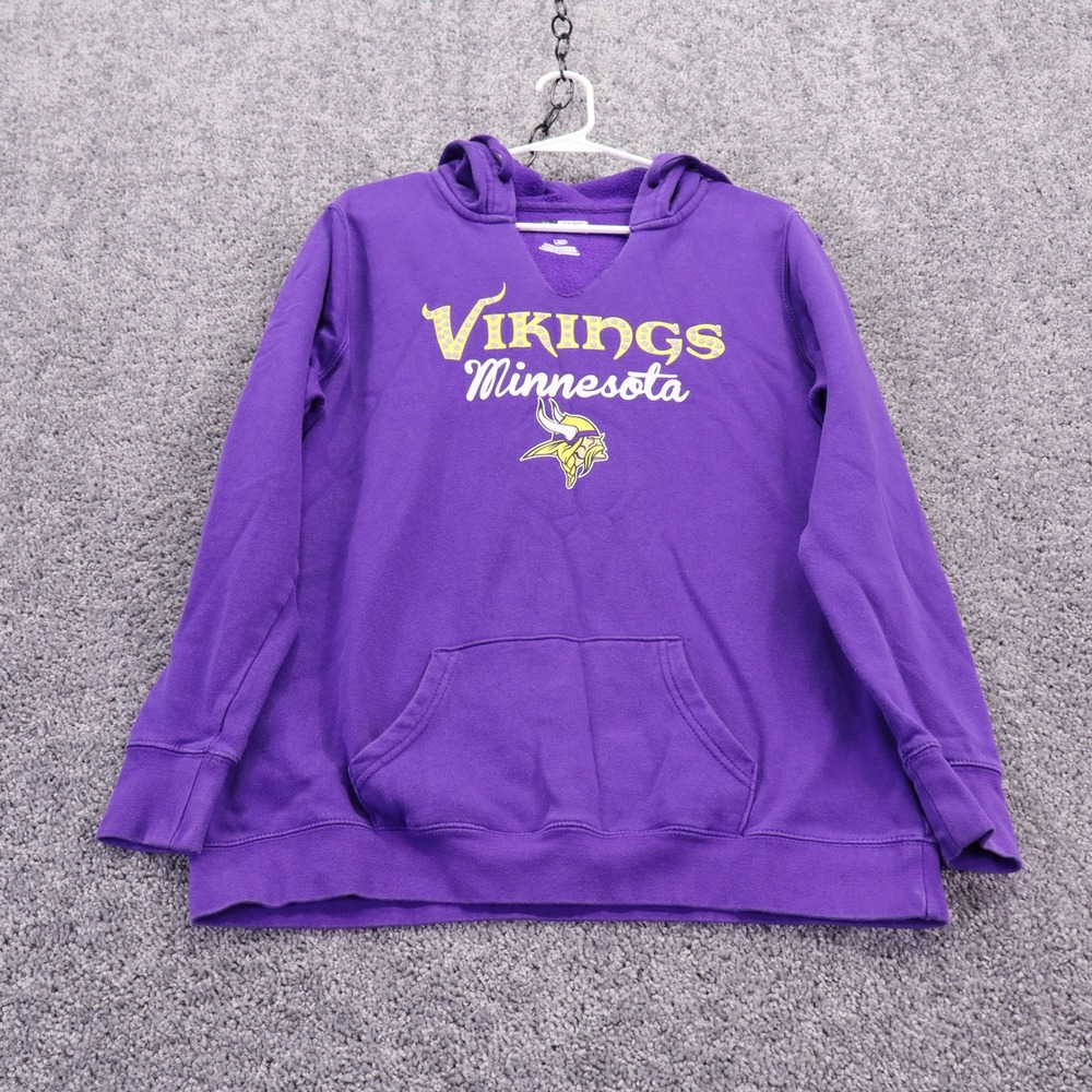 NFL Team Apparel Hoodie Womens Large Purple Minnesota Vikings Graphic Pullover
